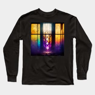 Stained Glass Glowing Church Long Sleeve T-Shirt